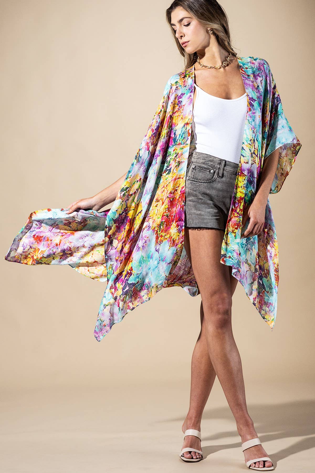 Wild Petal Viscose Kimono: Wildflower