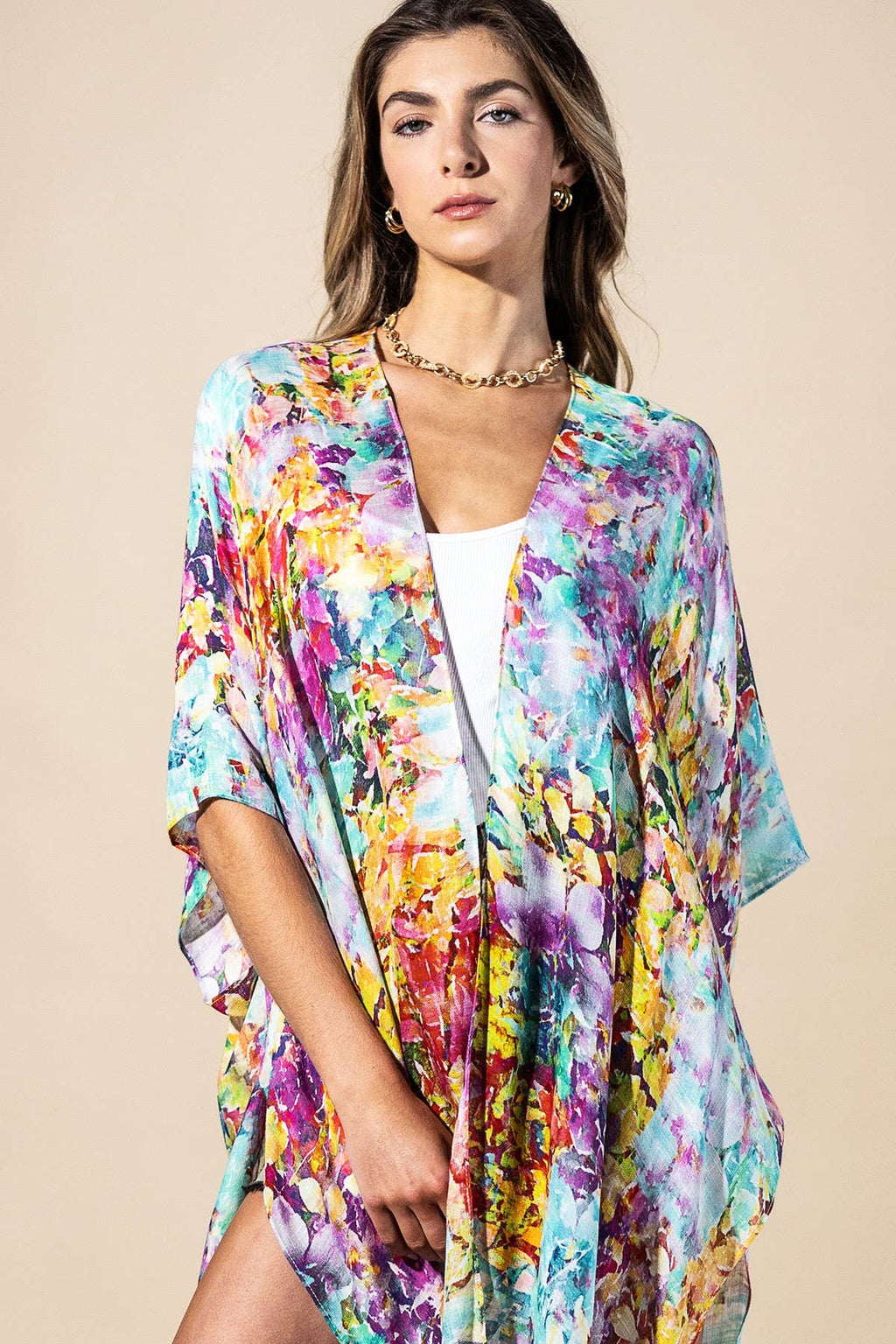 Wild Petal Viscose Kimono: Wildflower